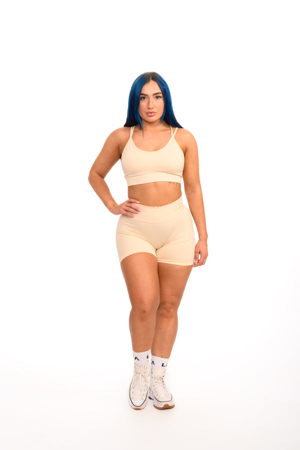 Pure Seamless Cross Bra | Beige