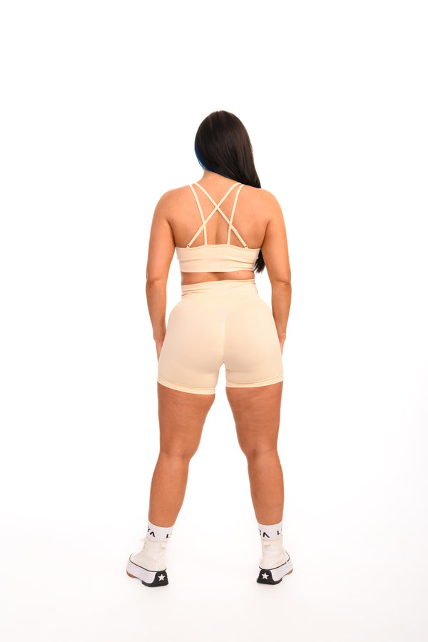 Pure Seamless Cross Bra | Beige