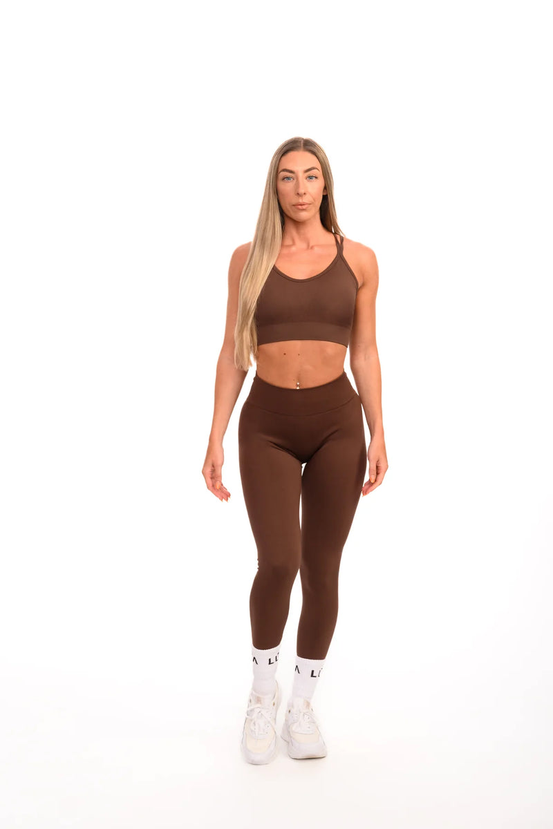 Pure Seamless Cross Bra | Brown