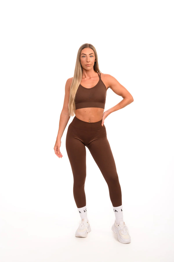 Pure Seamless Cross Bra | Brown