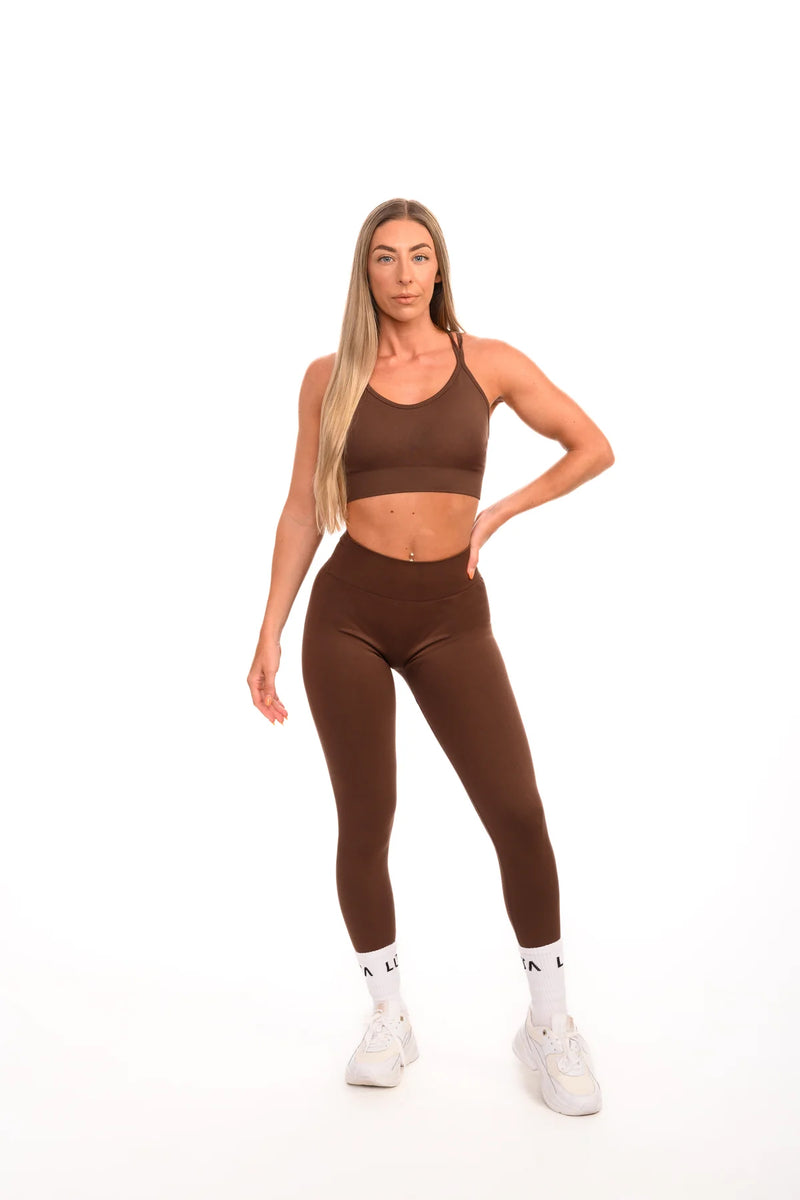 Pure Seamless Cross Bra | Brown